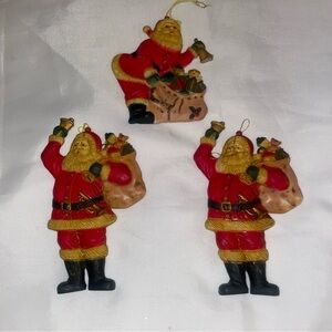 Vintage Hallmark Christmas Santa Ornaments Set Of 3